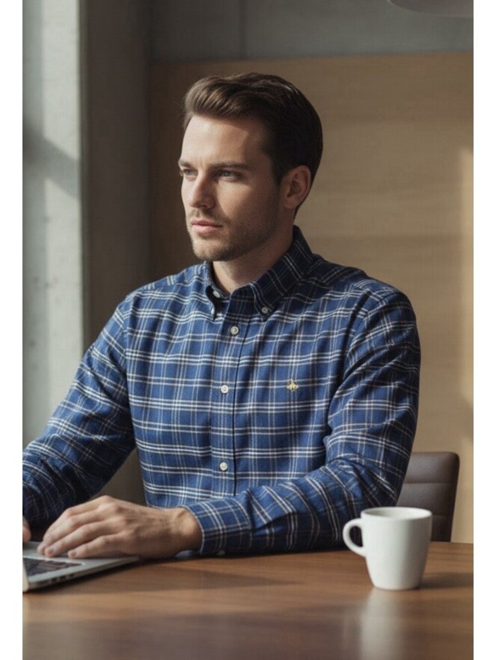 BROOKS BROTHERS 1818 Regent Plaid Non-Iron Oxford Button-Up in Blue-Size X-Large